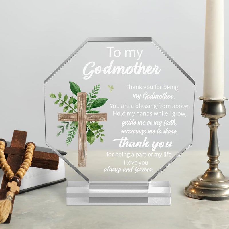 Yopyame Acrylic Gift for Godmother - Godmother Gifts from Godchild for Women Thank You for Being My Godmothers Acrylic Plaque Office Table Decor Birthday Christmas Keepsake Paperweight for Godmothers - Image 4